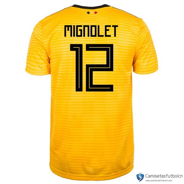 Camiseta Seleccion Belgica Segunda equipo Mignolet 2018 Amarillo